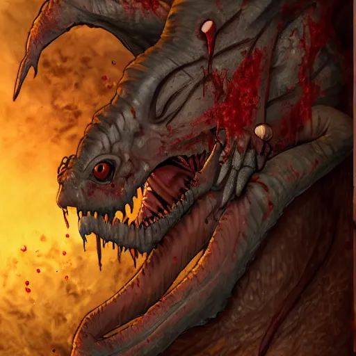 Prompt: big butcher anthropomorphic male lizardfolk posing scarily, scary angry pose, covered in blood, fresh kill, cleaver, in a cave, earie setting, lovecraft, eldritch, horror, hyperdetailed, furaffinity, anthro art