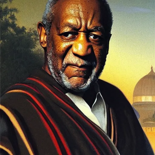 Prompt: Painting of Bill Cosby as Obi-Wan Kenobi. Art by william adolphe bouguereau. During golden hour. Extremely detailed. Beautiful. 4K. Award winning.