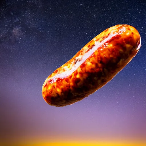 Prompt: slice of CHORIZO sausage, night sky, 8k, photograph, photorealistic