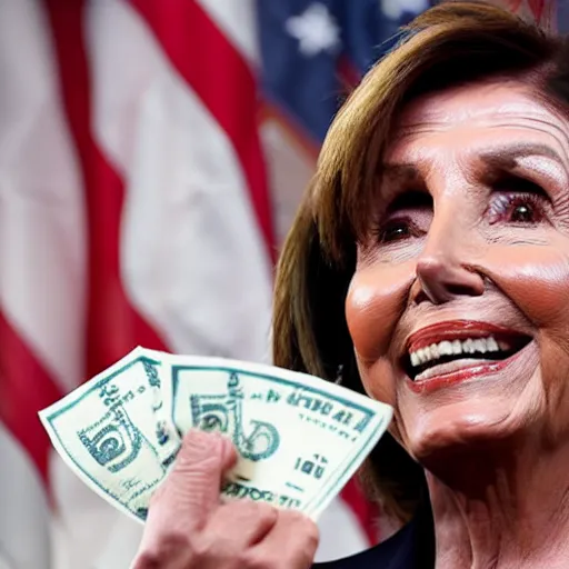 Image similar to nancy pelosi collecting $ 1 0 0 bills wlop