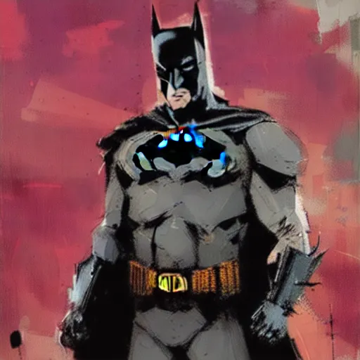 Image similar to batman, painted by Ismail Inceoglu