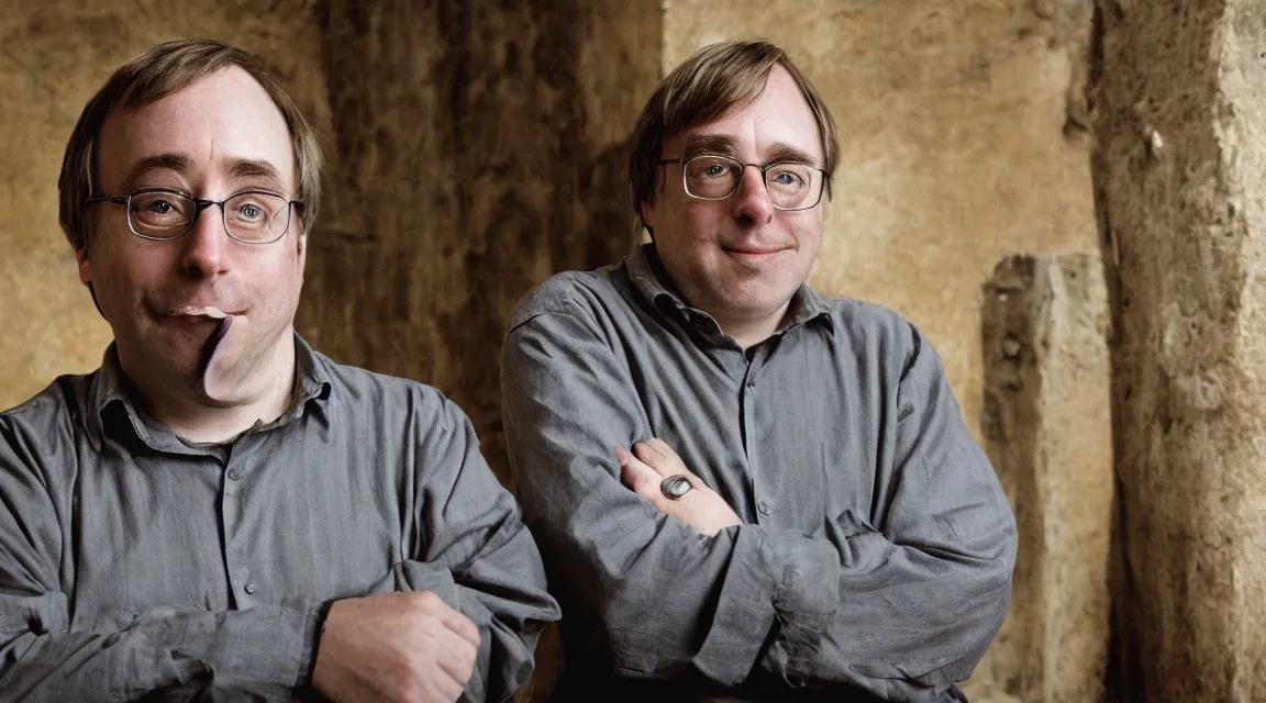 Image similar to portrait of Linus Torvalds taked by Steve McCurry