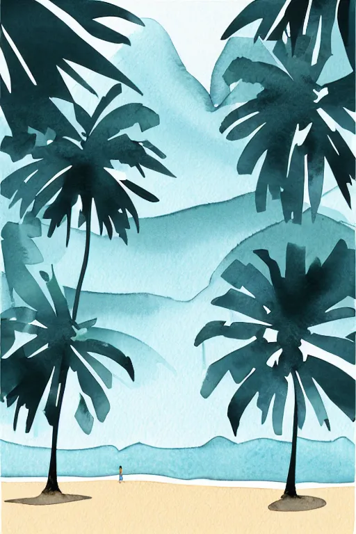 Image similar to minimalist watercolor art of rio beach, illustration, vector art