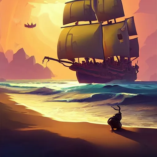 Image similar to painting treasure on sea of thieves game smooth median photoshop filter cutout vector, behance hd by jesper ejsing, by rhads, makoto shinkai and lois van baarle, ilya kuvshinov, rossdraws global illumination