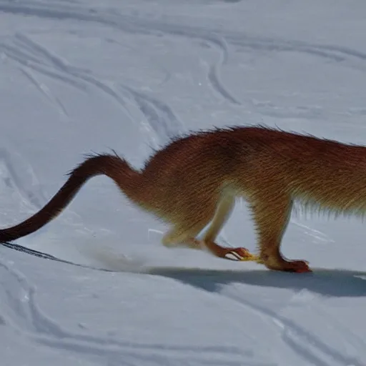 Prompt: virulent weasel chasing children down a ski slope