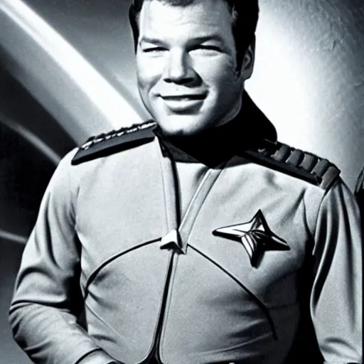 Prompt: young William Shatner as a starship captain