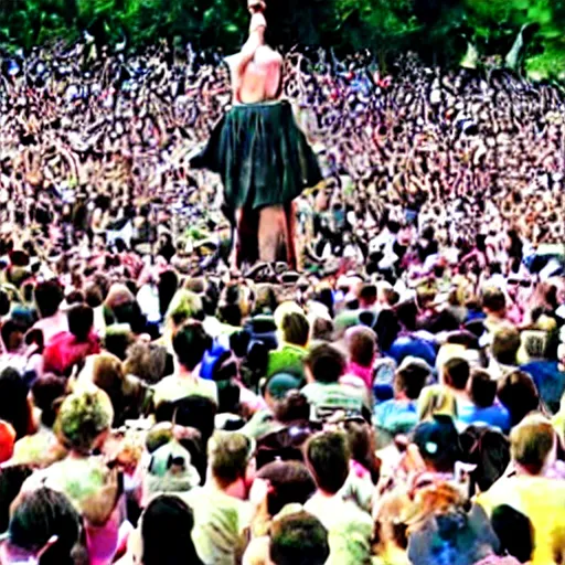 Image similar to 10,100 wemon worshipping the dragon angel pimp, holy ceremony, heavens gate, low quality photo, crowd, flikr