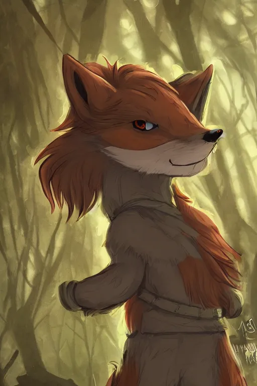 Prompt: a medieval anthropomorphic fox furry fursona with a fluffy tail in a forest, backlighting, trending on artstation, cartoon, trending on furaffinity, furry art, realistic