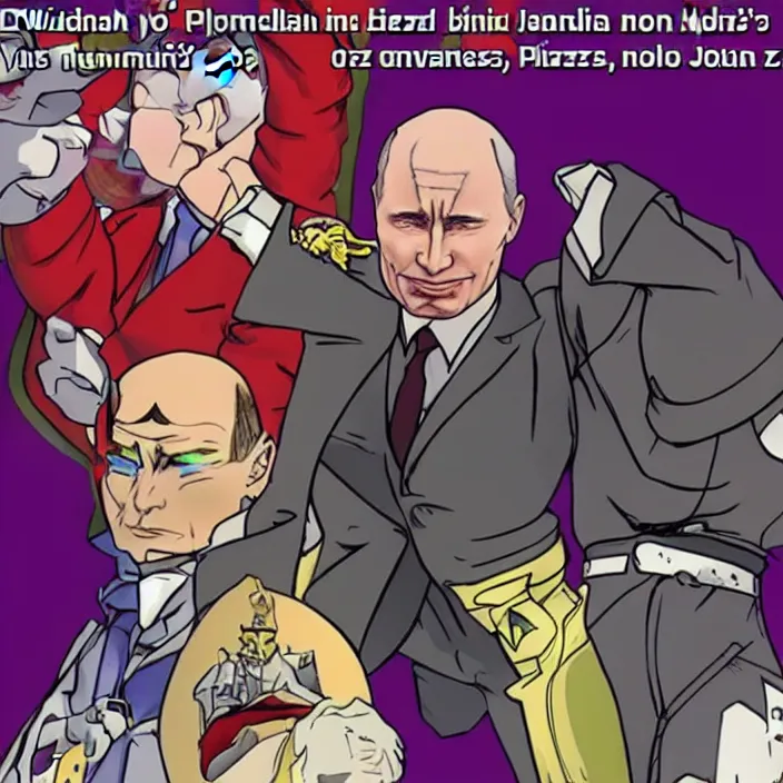 Image similar to vladimir putin in jojo's bizzare adventure