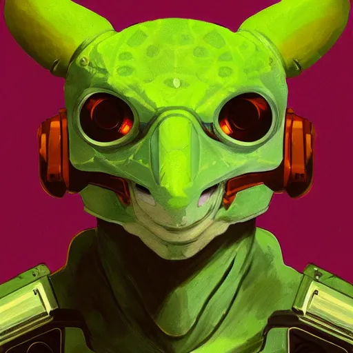 Prompt: Cyborg gecko portrait, artstation