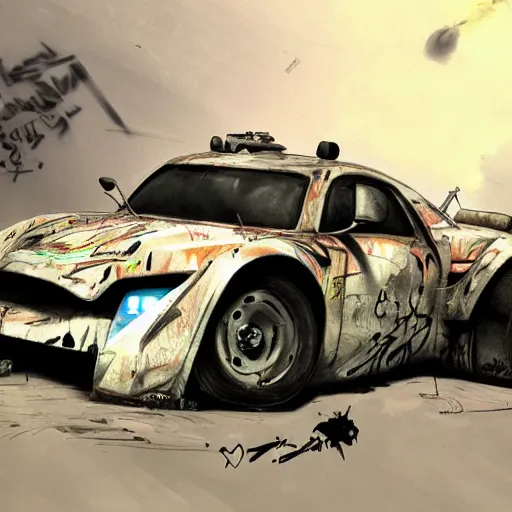 Prompt: abandoned a10 warthog covered in graffiti sharp focus, artstation,