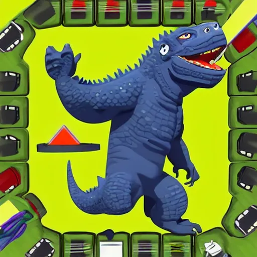 Image similar to Godzilla in the style of Subway Surfers