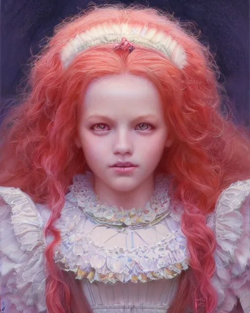 Image similar to strawberry shortcake portrait | highly detailed | very intricate | symmetrical | whimsical and magical | soft cinematic lighting | award - winning | closeup portrait | doll | painted by donato giancola and mandy jurgens and ross tran | pastel color palette | featured on artstation