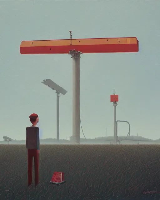 Image similar to corporate data theft by Simon Stålenhag and Grant Wood, oil on canvas