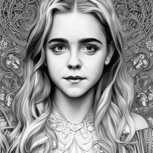 Image similar to Kiernan Shipka as Sabrina Spellman, cute, fantasy, intricate, elegant, highly detailed, digital painting, 4k, HDR, concept art, smooth, sharp focus, illustration, art by artgerm and H R Giger and alphonse mucha