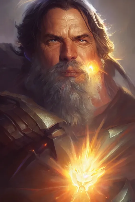 Image similar to holy paladin with light powers, by art by stanley artgerm lau, wlop, rossdraws, frank frazetta, andrei riabovitchev, marc simonetti, highly detailed, 8 k, hdr, close up, smooth, sharp focus, high resolution, award - winning photo