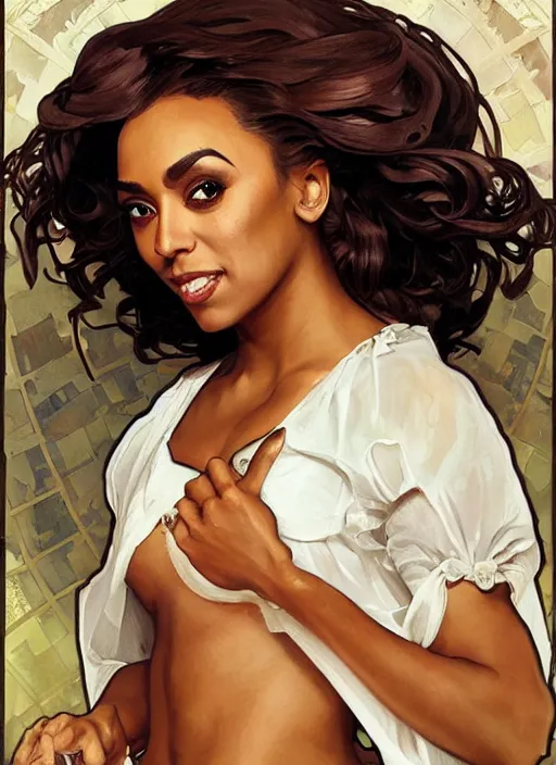 Image similar to shangela, painting by artgerm and greg rutkowski and alphonse mucha