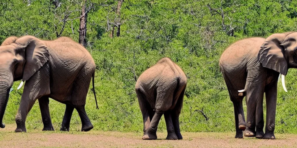 Image similar to photo of an elephant, there is a forest growing out from the skin of it's back