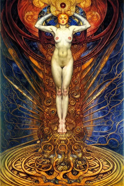 Image similar to Divine Chaos Engine by Karol Bak, Jean Delville, William Blake, Gustav Klimt, and Vincent Van Gogh, symbolist, visionary