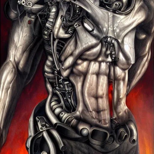 Prompt: beutiful cyborg rib partially dimantled, hyper realism, artstaition, epic composition