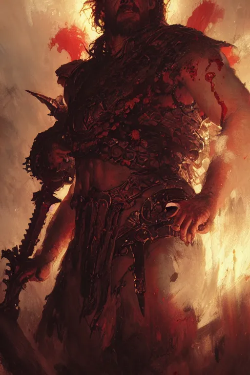 Prompt: khorne, god of blood, extreme detail portrait dnd, painting by gaston bussiere, craig mullins, greg rutkowski, yoji shinkawa