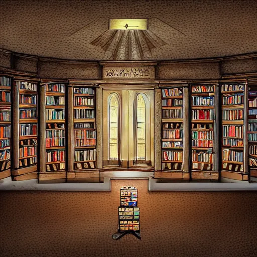 Prompt: occult library filled with floating candles, detailed, digital art, 4 k