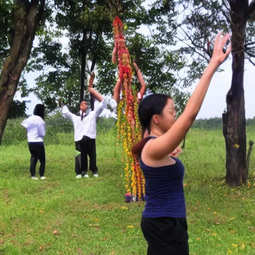 Prompt: qugong human tree practice healing