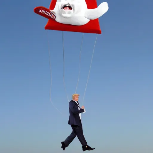 Prompt: donald trump flying in the air