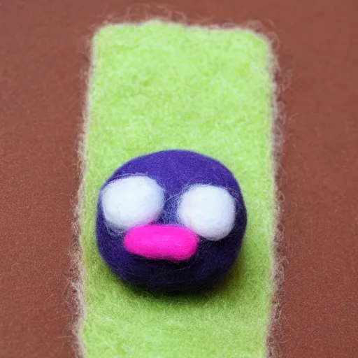 Image similar to a needle felted Kirby, needle felting art.