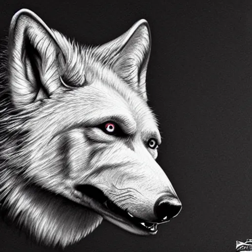 Prompt: black and white, bio mechanical, see through, 3 d, hyper realistic, detailed, hyper realism, skull of wolf