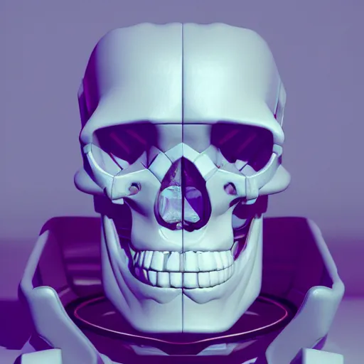 Image similar to portrait of cybernetic overlord of the metaverse, skull, hard clay, ceramics, reflections, ambient occlusion, raytracing, unreal engine 5, 8 - bit, by beeple