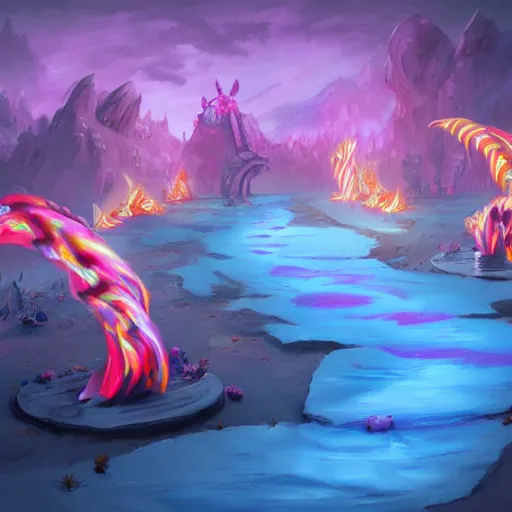 Image similar to Flaming candyland, artstation