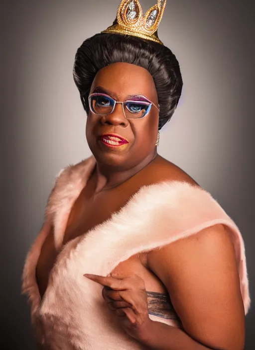 Prompt: studio portrait of clarence thomas in full drag dressed in drag dressed as a woman makeup, 8 k, studio lighting, key light, back light, sequents,