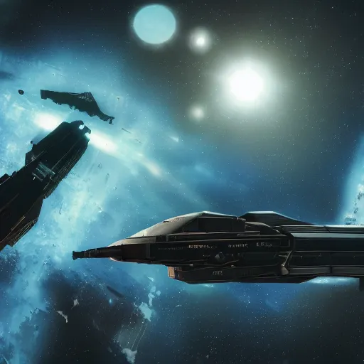 Image similar to spaceship transporting cargo containers, black background, eve online, the expanse, long shot, gritty, industrial