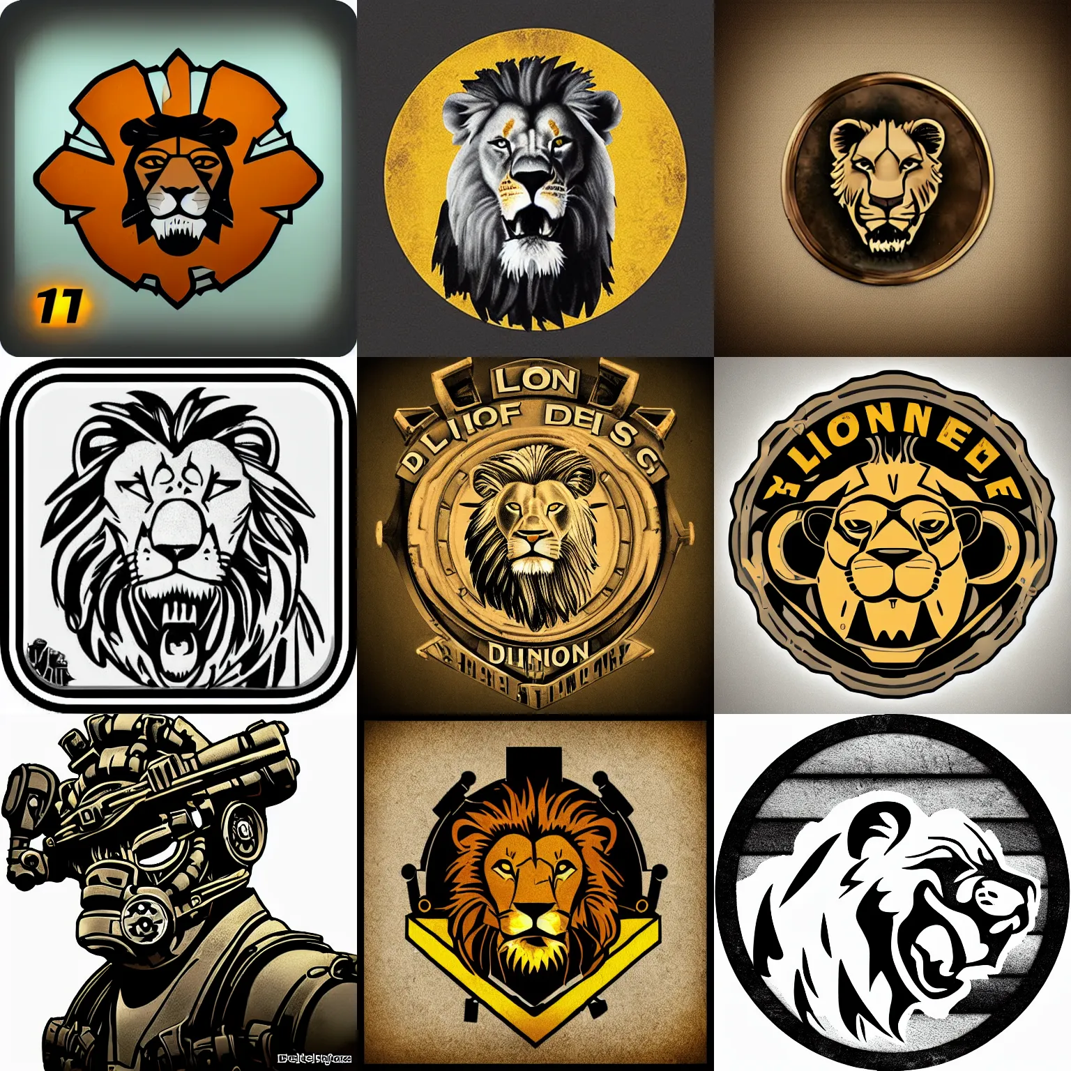 Prompt: lion icon, dieselpunk