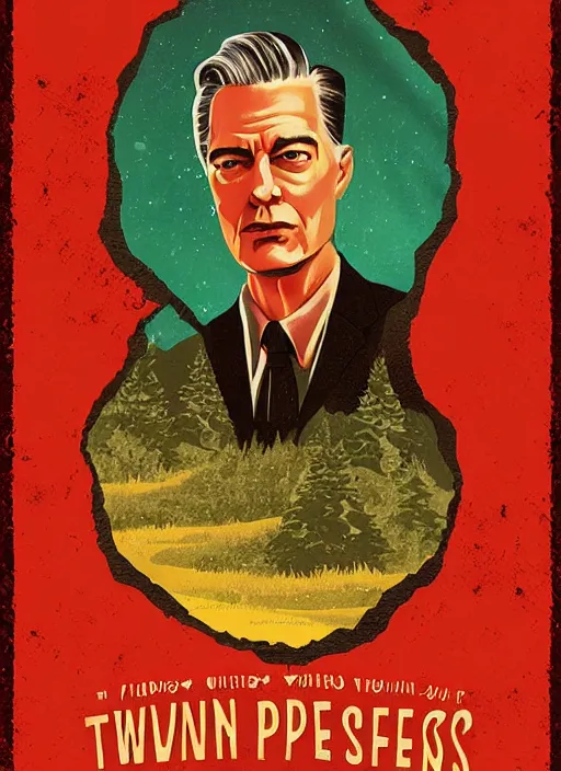 Prompt: twin peaks movie poster art by claire hummel