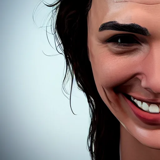 Image similar to Italian Gal Gadot smiling, realistic, photo studio, HDR, 8k, trending on artstation