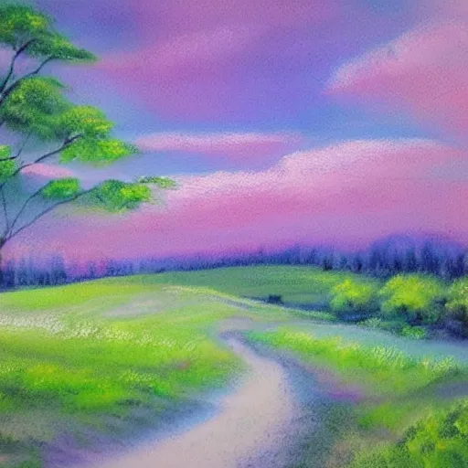 Pink Watercolor Landscape I