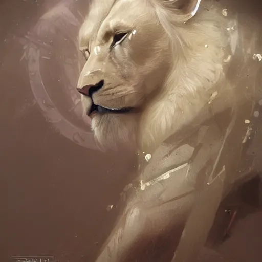 Image similar to a beautiful award winning commission of a male anthro albino lion dressed in diamond armour,digital art,art by greg rutkowski,character design by charles bowater,ross tran,photorealistic,highly detailed,detailed face,4k,dramatic,deviantart,artstation