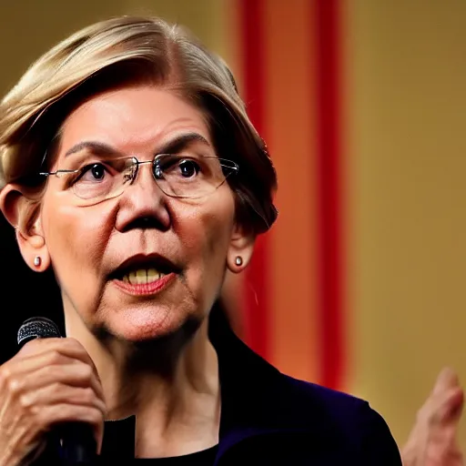 Prompt: the native american chief indian elizabeth warren lamenting to the press she is not a man