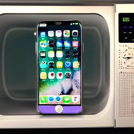 Prompt: iphone in microwave