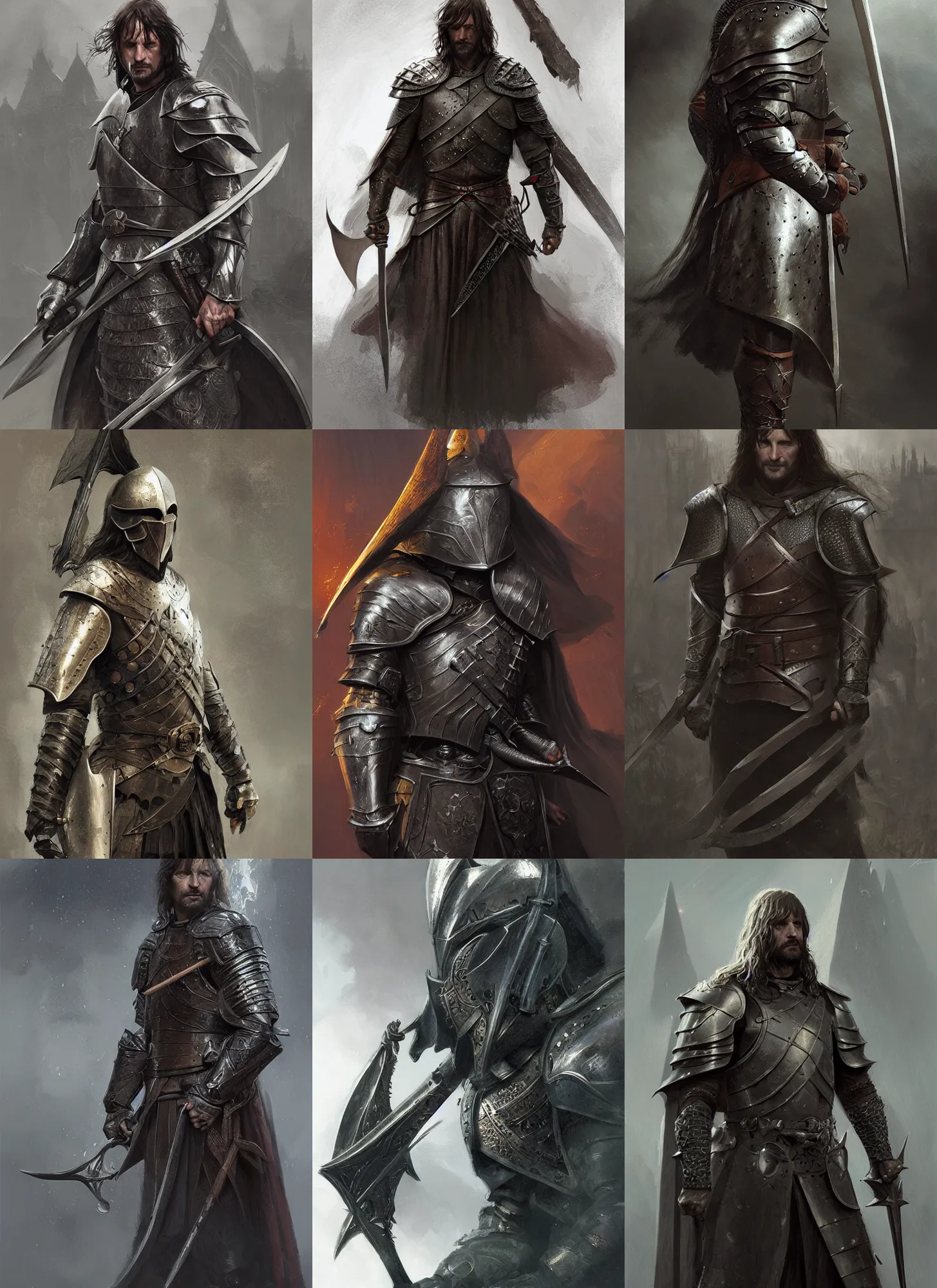 Prompt: aragorn medieval armor, dark, intricate, highly detailed, smooth, artstation, digital illustration, ruan jia, mandy jurgens, rutkowski