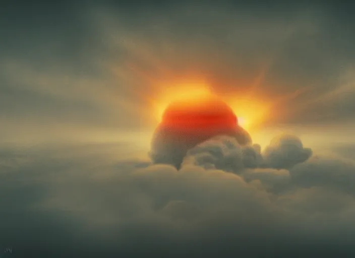 Prompt: soft drawing of a photorealistic life-like nuclear explosion with a mushroom cloud and shockwaves with dust and fog in the city. Centered. Horror dystopia style. Highly detailed 8k. Intricate. Nikon d850 300mm. Award winning photography.