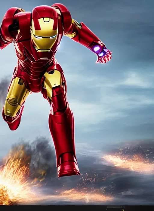 Image similar to Donald Trump as Iron Man, still from Marvel Movie, 8k, high detail,