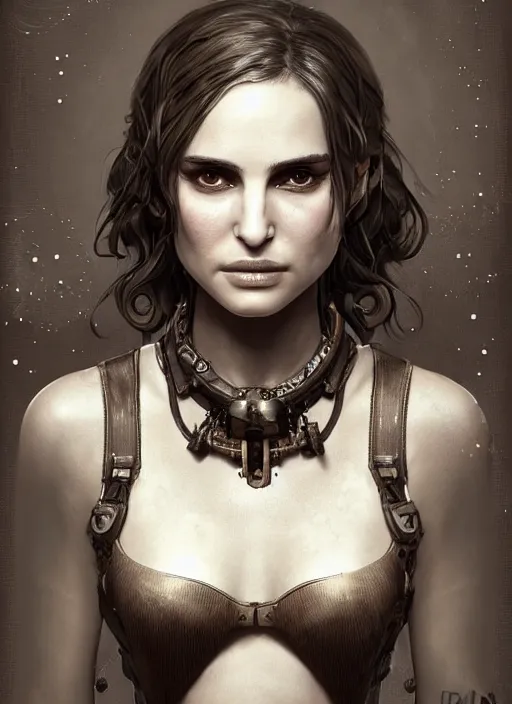 Prompt: steampunk clockpunk portrait of natalie portman, au naturel, hyper detailed, digital art, trending in artstation, cinematic lighting, studio quality, smooth render, unreal engine 5 rendered, octane rendered, art style by klimt and nixeu and ian sprigger and wlop and krenz cushart.