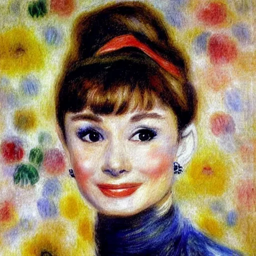 Prompt: audrey hepburn art by renoir.