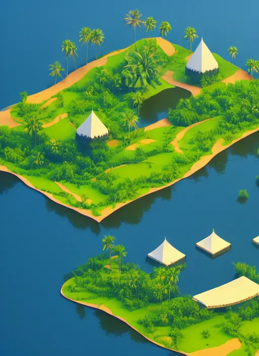 Prompt: a low poly isometric render of kerala backwaters in the style of monument valley, intricate, elegant, smooth shading, soft lighting, illustration, simple, solid shapes, by magali villeneuve, jeremy lipkin and michael garmash, rob rey and kentaro miura style, octane render, midsommar