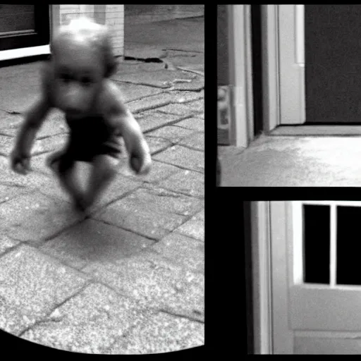 Image similar to security camera footage of a demon in my doorstep