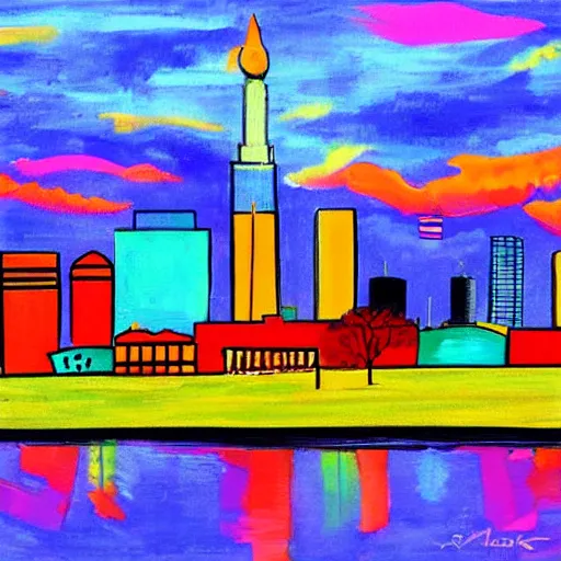 Image similar to colorful painting of richmond, va skyline in the style of henri matiss