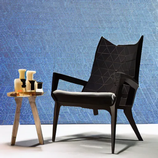 Image similar to a blue hexagonal armchair from the movie tron : legacy